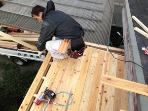 玄関庇、増築部軒天改修工事