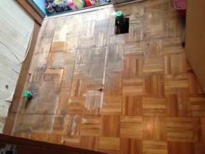 洗面脱衣室の床の貼り替え工事！