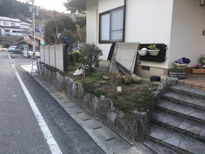 【古賀市  M様邸】駐車場建設後  リクシル商品の竹垣、フェンス設置工事（宗像市  白木建設）