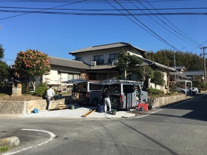 【古賀市  M様邸】駐車場建設後  リクシル商品の竹垣、フェンス設置工事（宗像市  白木建設）