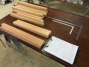 【古賀市  M様邸】駐車場建設後  竹垣、フェンス設置完了後 祠の御社造りの墨付け、手刻み編（宗像市  白木建設）